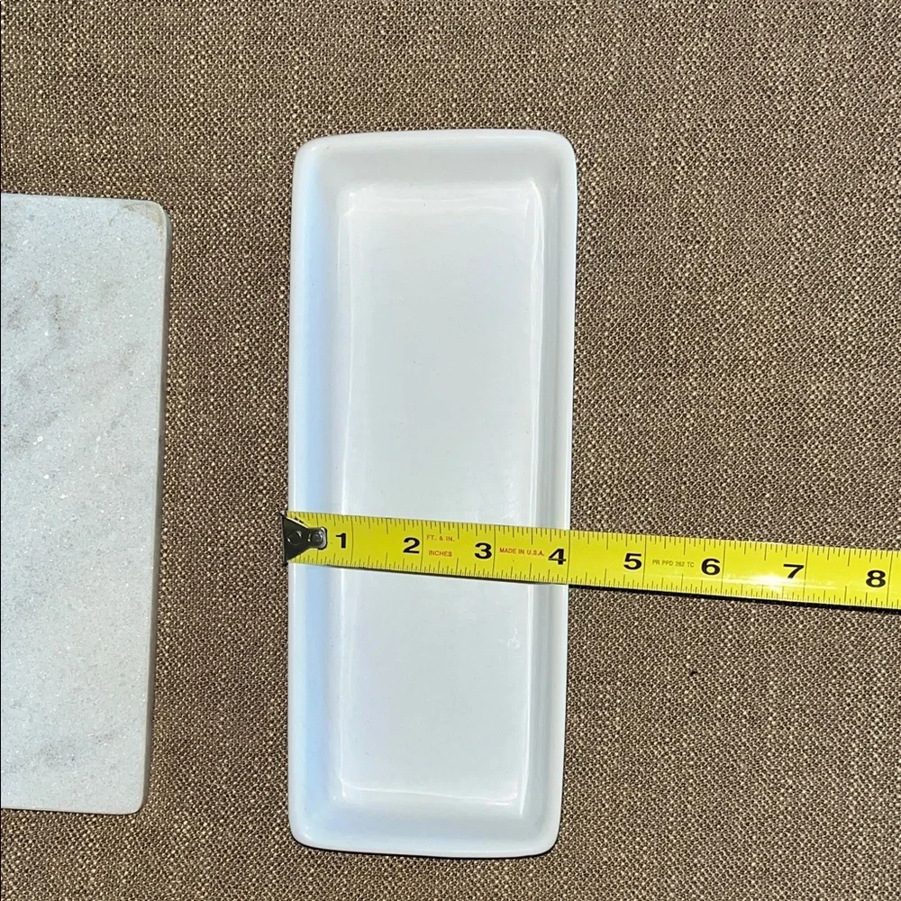 Sophisticated Marble and White Vanity Tray Set